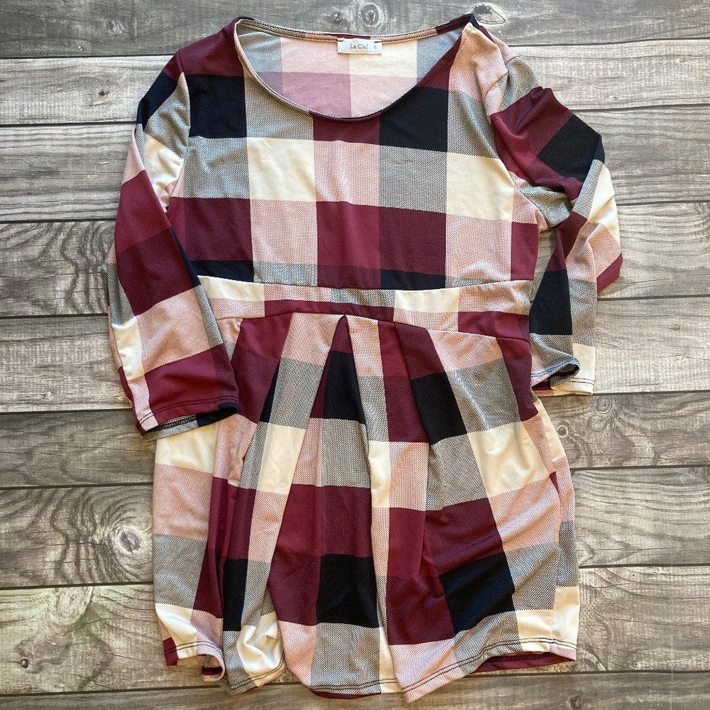 La Clef Plaid Maternity Top Shirt Size Large